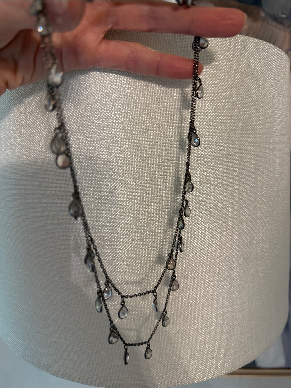 Gunmetal Teardrop Layered Necklace - Sleek Women's Jewelry